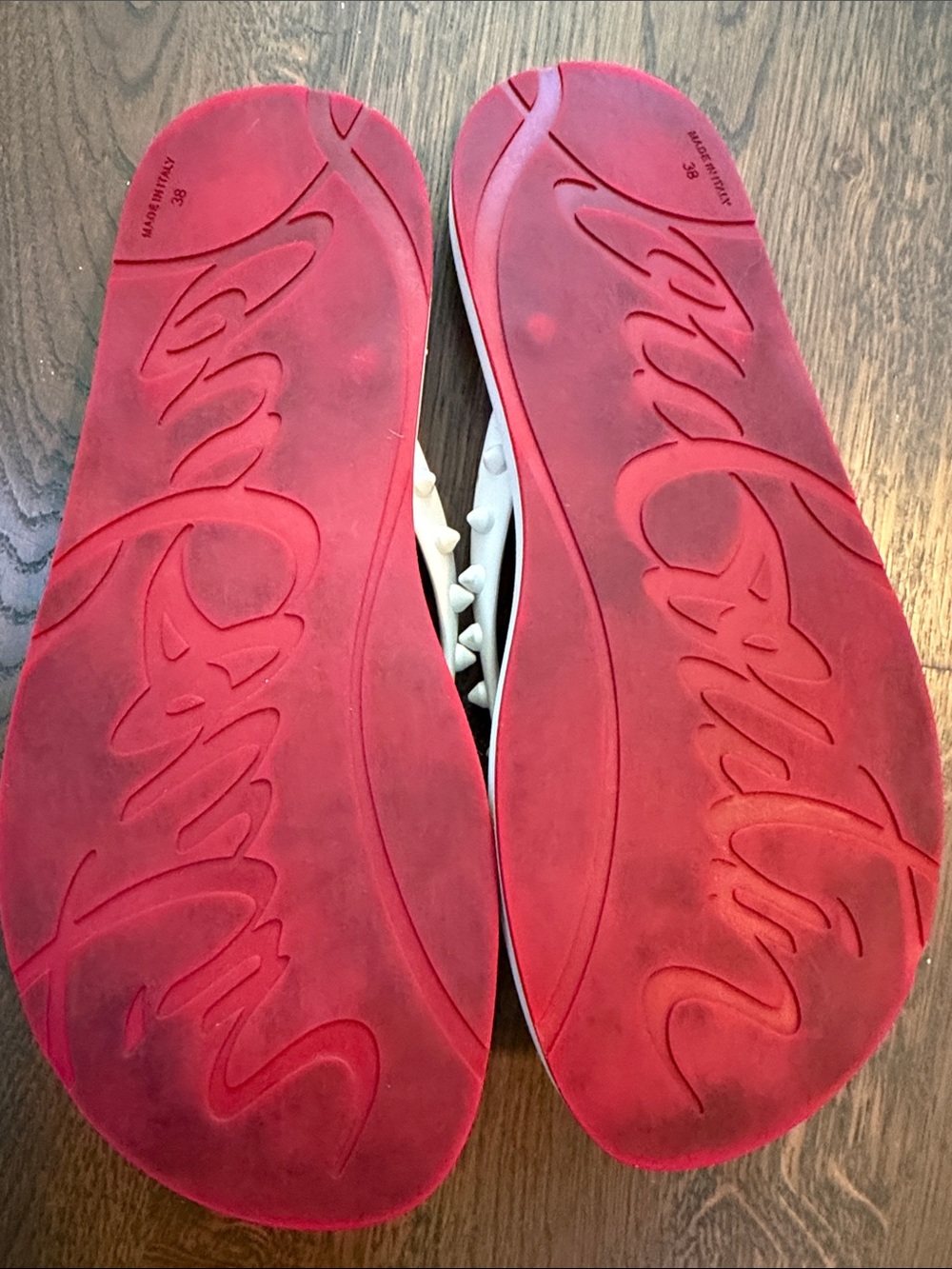 Christian Louboutin White Studded Jelly Flip Flops - Picture 2 of 2
